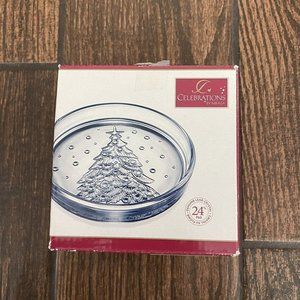 Mikasa Celebrations Crystal Evergreen Collection Coaster Set Christmas Tree